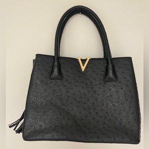 Ladies Black Ostrich Crossi Handbag